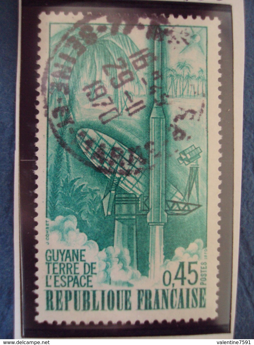 70-79  -timbre Oblitéré N° 1635   "  Guyanne, Terre Espace à Kourou     "     0.65 - Oblitérés