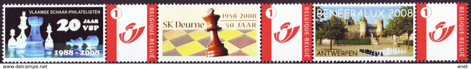 Belgie Belgien - MyStamp - Schaken Schach Chess - OBP 3700 - Strook (3) - Chess