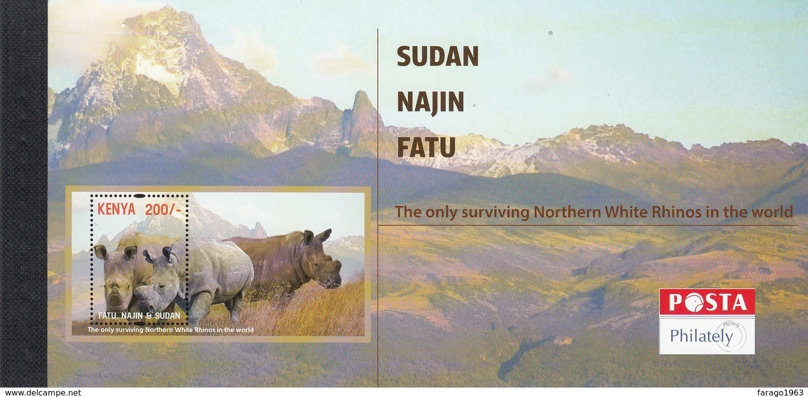 2018 Kenya NEW ISSUE Northern White Rhino Limited Edition "UNEXPLODED" Booklet MNH Lion - Kenya (1963-...)