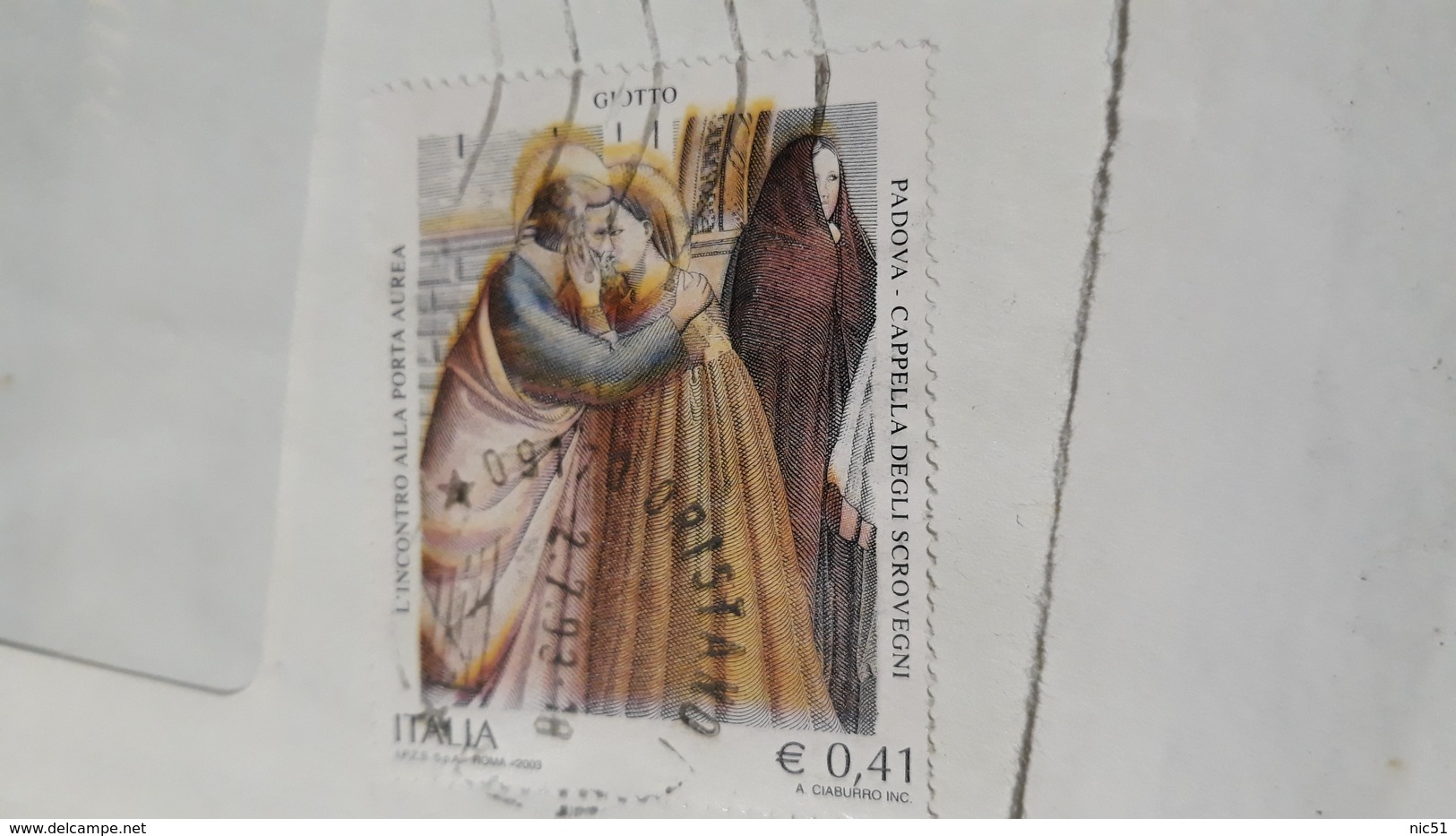 Italia 2003 GIOTTO PADOVA (COLORE DEL GIALLO SPOSTATO IN ALTO) - Variétés Et Curiosités