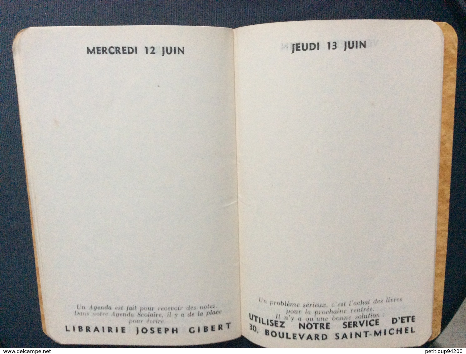AGENDA SCOLAIRE et de L’ETUDIANT Année Scolaire 1939-40  3è Trimestre  LIBRAIRIE JOSEPH GIBERT