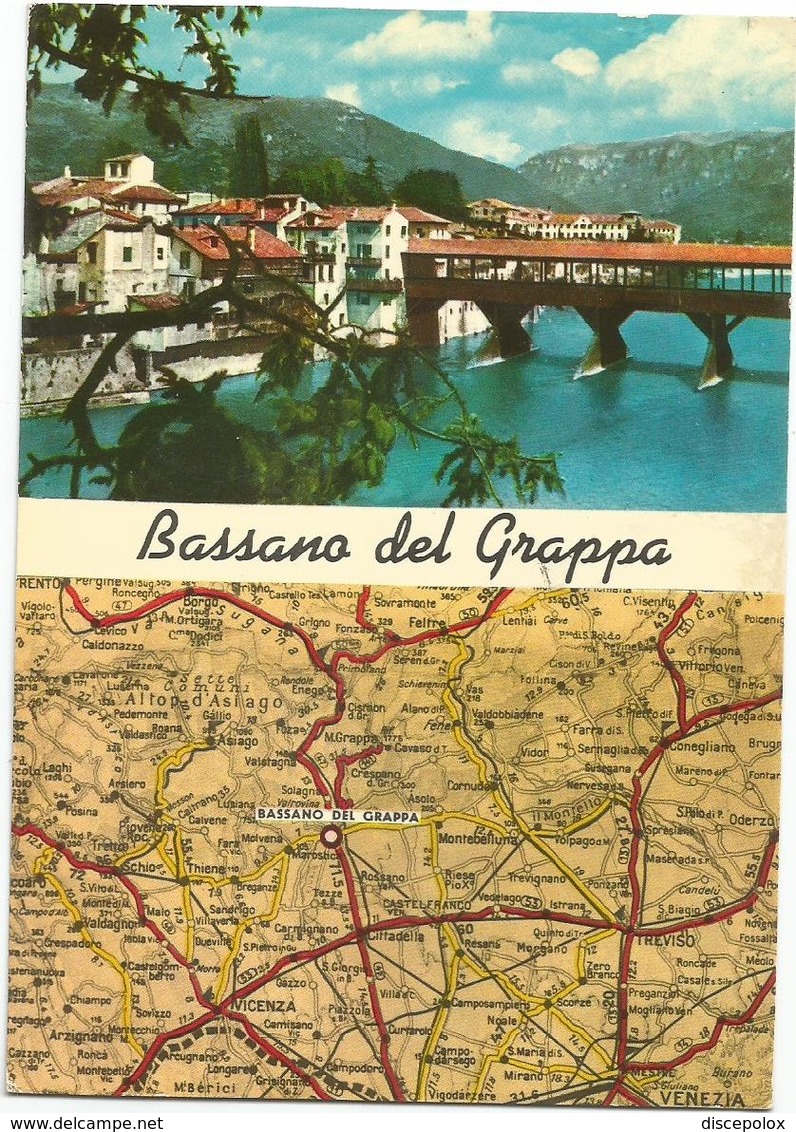 W2359 Bassano Del Grappa (Vicenza) - Carta Geografica Map Carte Geographique - Panorama Vedute Multipla / Viaggiata 1970 - Carte Geografiche