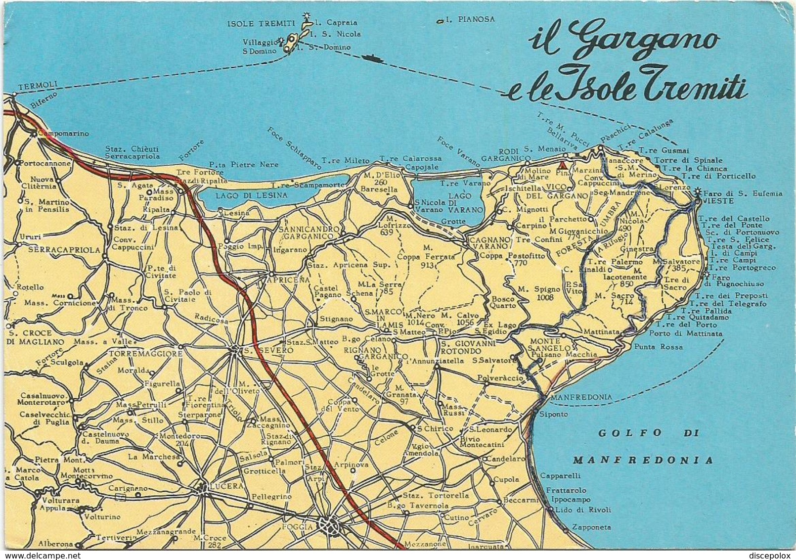 W2360 Gargano (Foggia) - Carta Geografica Map Carte Geographique / Non Viaggiata - Carte Geografiche