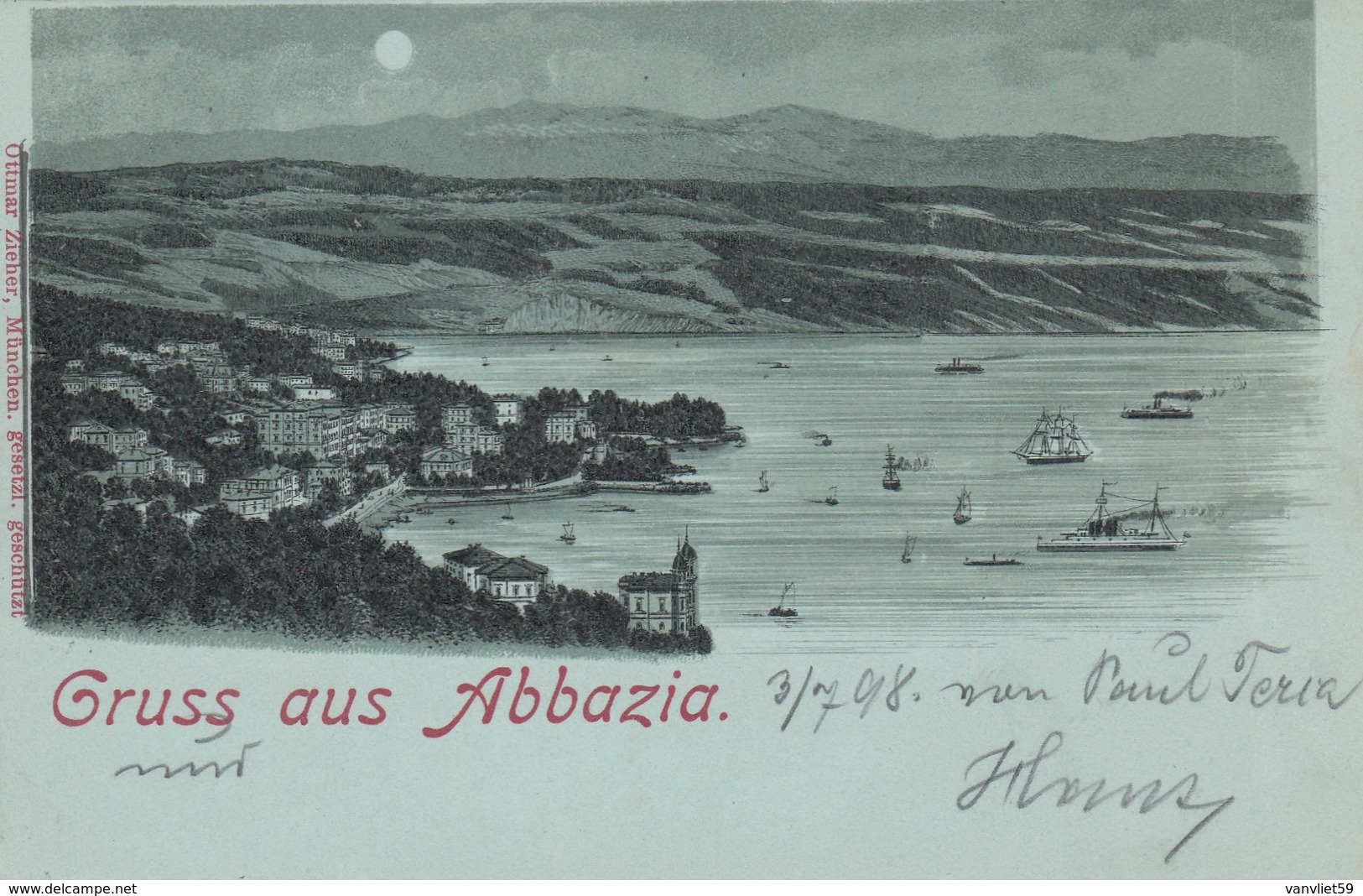 ABBAZIA-CROAZIA-GRUSS AUS-CARTOLINA VIAGGIATA IL 3-7-1898 - Croazia