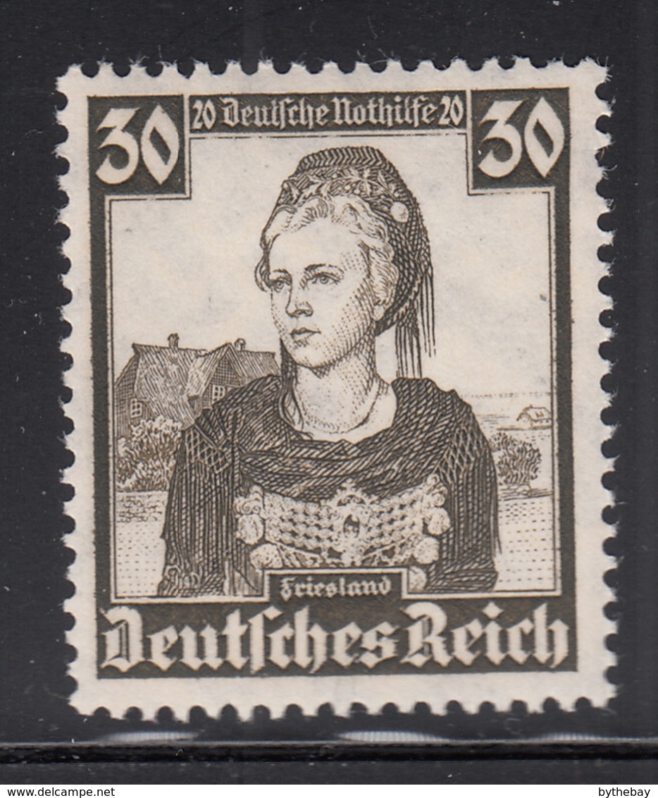 Germany 1935 MNH Sc B77 Mi 596 30pf + 20pf Friesland Regional Costumes - Neufs