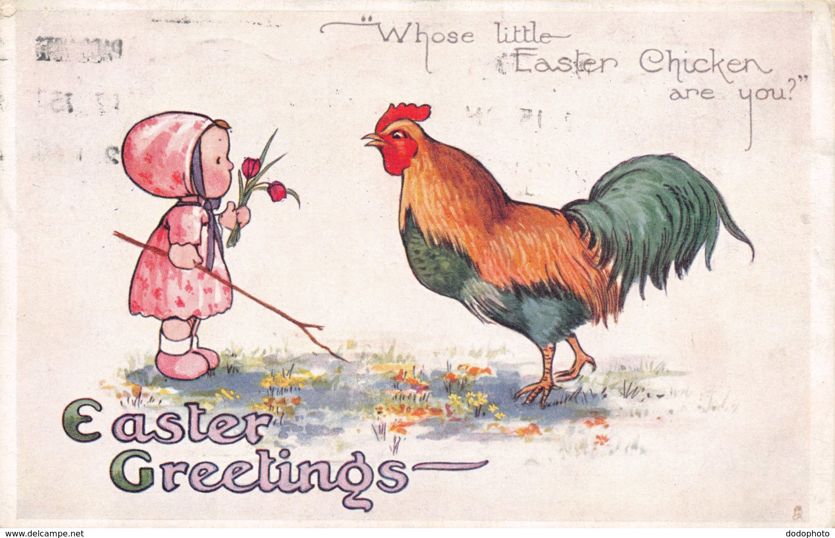 R104862 Easter Greetings. Whose Little Easter Chicken Are You. Little Easter Chicks. Oilette. No. E1158. Tuck. 1915 - World