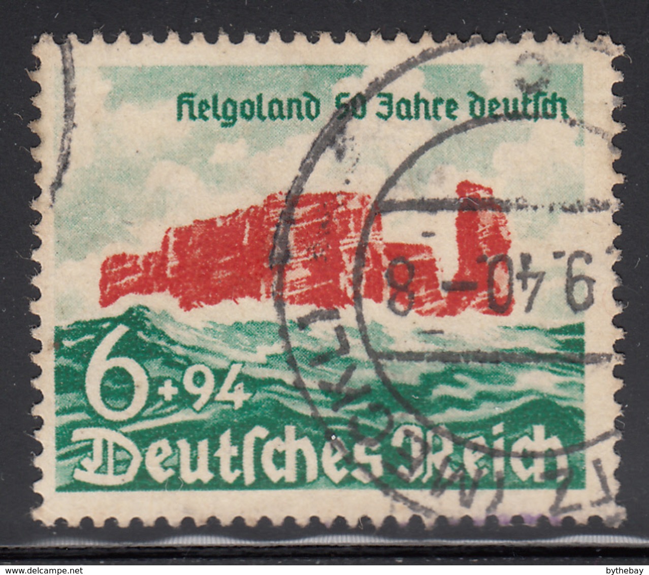 Germany 1940 Used Sc B176 Mi 750 6pf + 94pf Rocky Cliffs Of Heligoland - Oblitérés