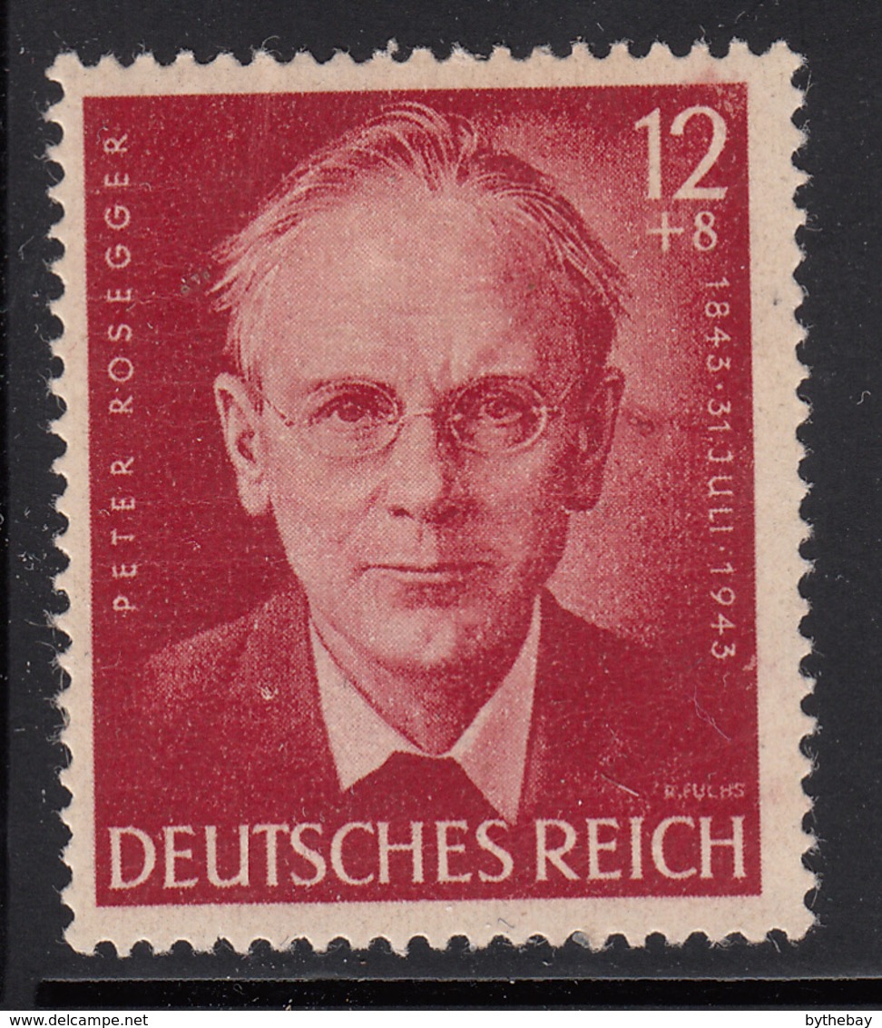 Germany 1943 MH Sc B242 Mi 856 II 12pf + 8pf Peter Rosegger Variety Extra Hair - Neufs