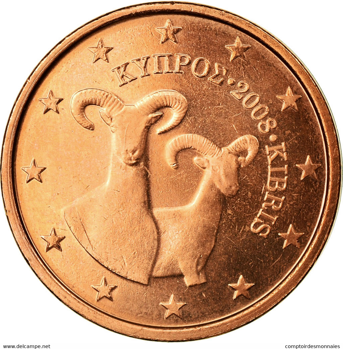 Chypre, 2 Euro Cent, 2008, TTB, Copper Plated Steel, KM:79 - Chypre