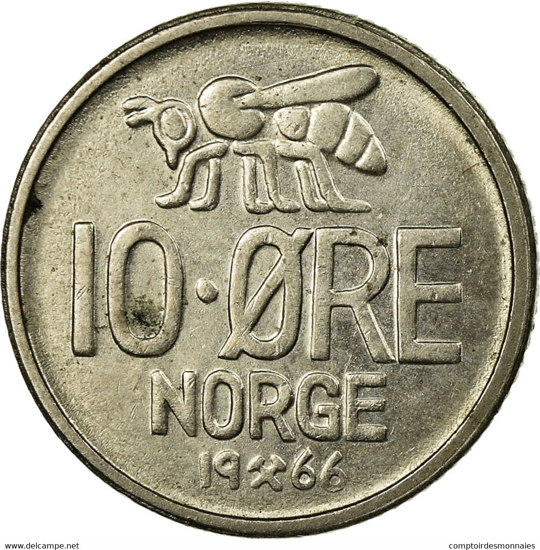 Monnaie, Norvège, Olav V, 10 Öre, 1966, SUP, Copper-nickel, KM:411 - Norway