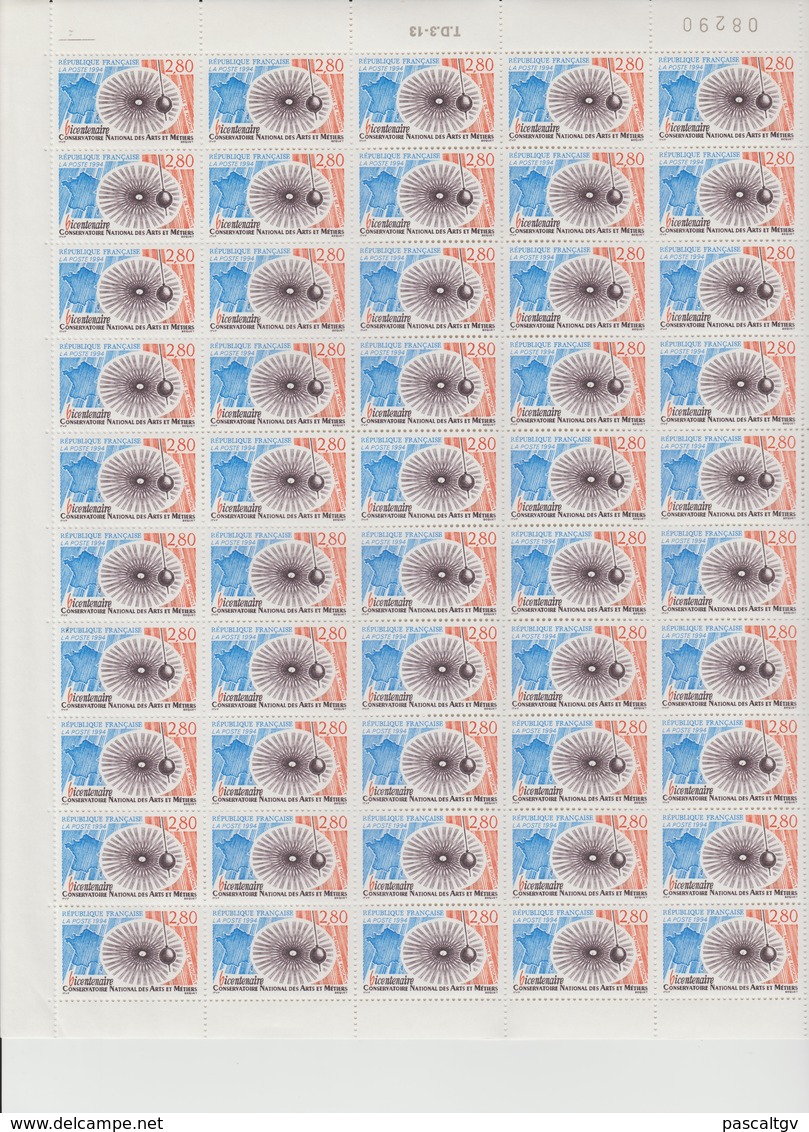 Faciale 21.35 Eur ; Feuille De 50 Tbs à 2.80 Fr N° 2904 (cote 65 Euros) - Full Sheets