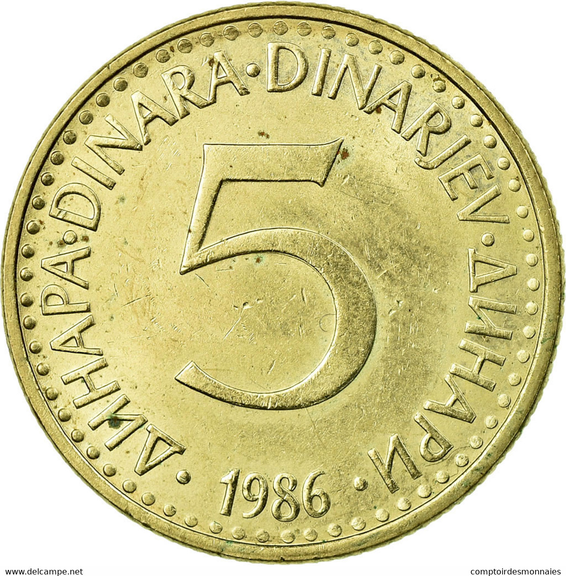 Monnaie, Yougoslavie, 5 Dinara, 1986, TTB+, Nickel-brass, KM:88 - Yougoslavie