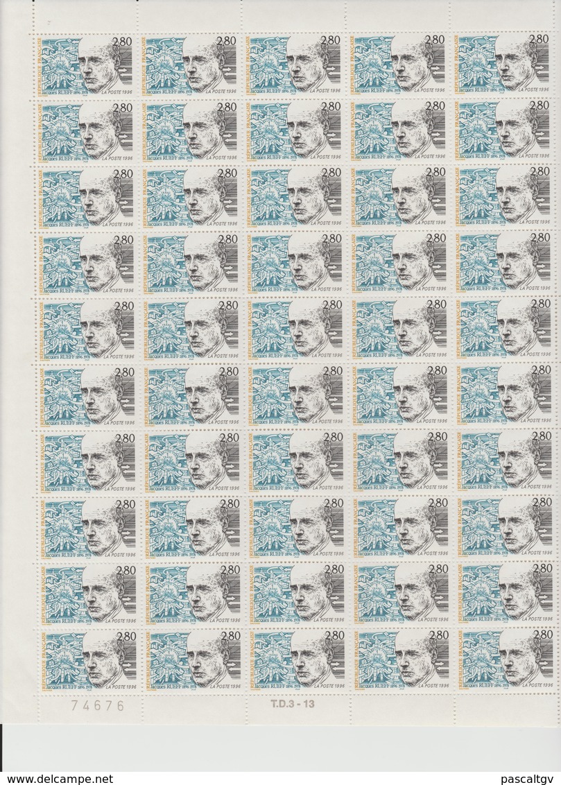 Faciale 21.35 Eur ; Feuille De 50 Tbs à 2.80 Fr N° 2994 (cote 65 Euros) - Ganze Bögen