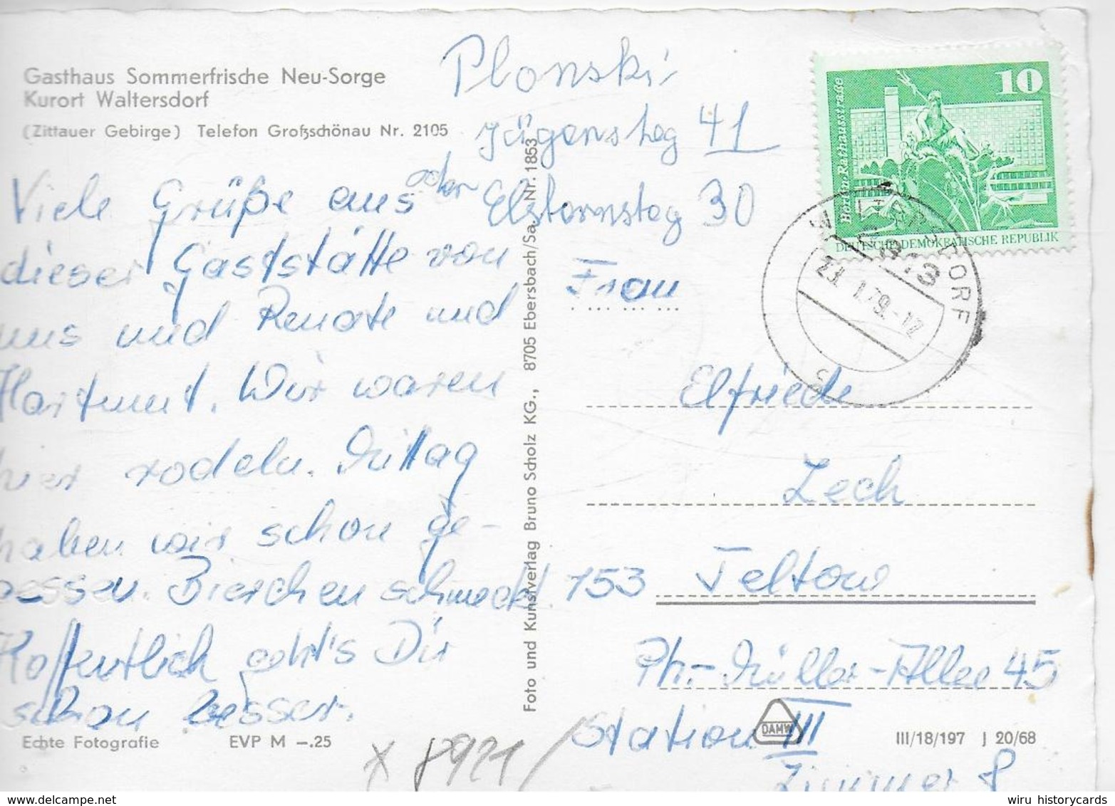 AK 0213  Waltersdorf ( Großschönau ) - Gasthaus Neu-Sorge / Ostalgie , DDR Um 1968 - Grossschönau (Sachsen)