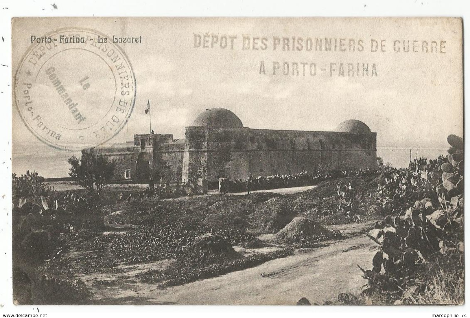 TUNISIE CARTE GRIFFE DEPOT DES PRISONNIERS DE GUERRE PORTO FARINA 1916 RARE - WW I