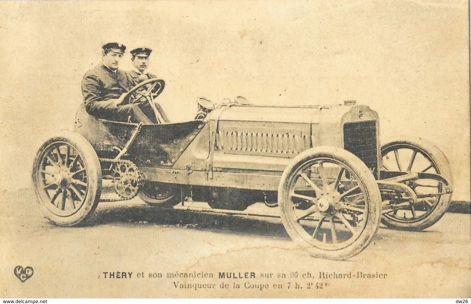 Course Automobile: Théry Et Son Mécanicien Muller Sur Sa Richard-Brasier, Vainqueur De La Coupe Gordon Bennett - Andere & Zonder Classificatie