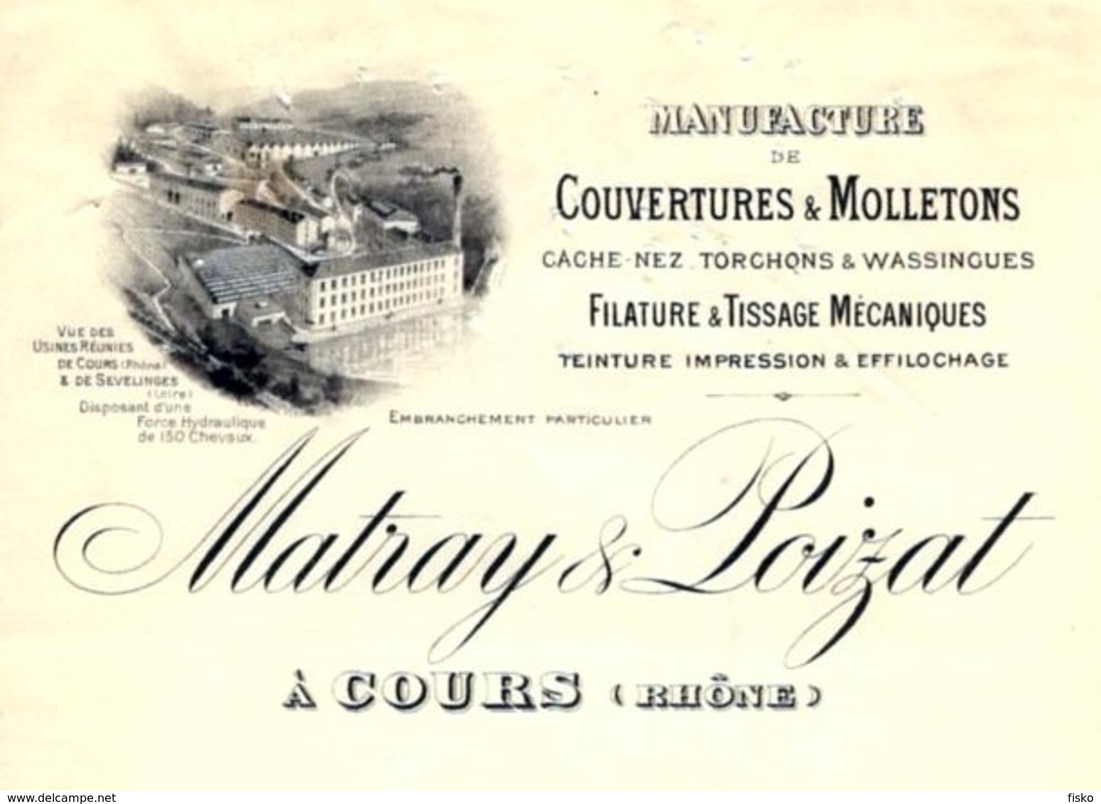 MATRAY & POIZAT   Couvertures & Molletons  COURS  69 - Lettres De Change
