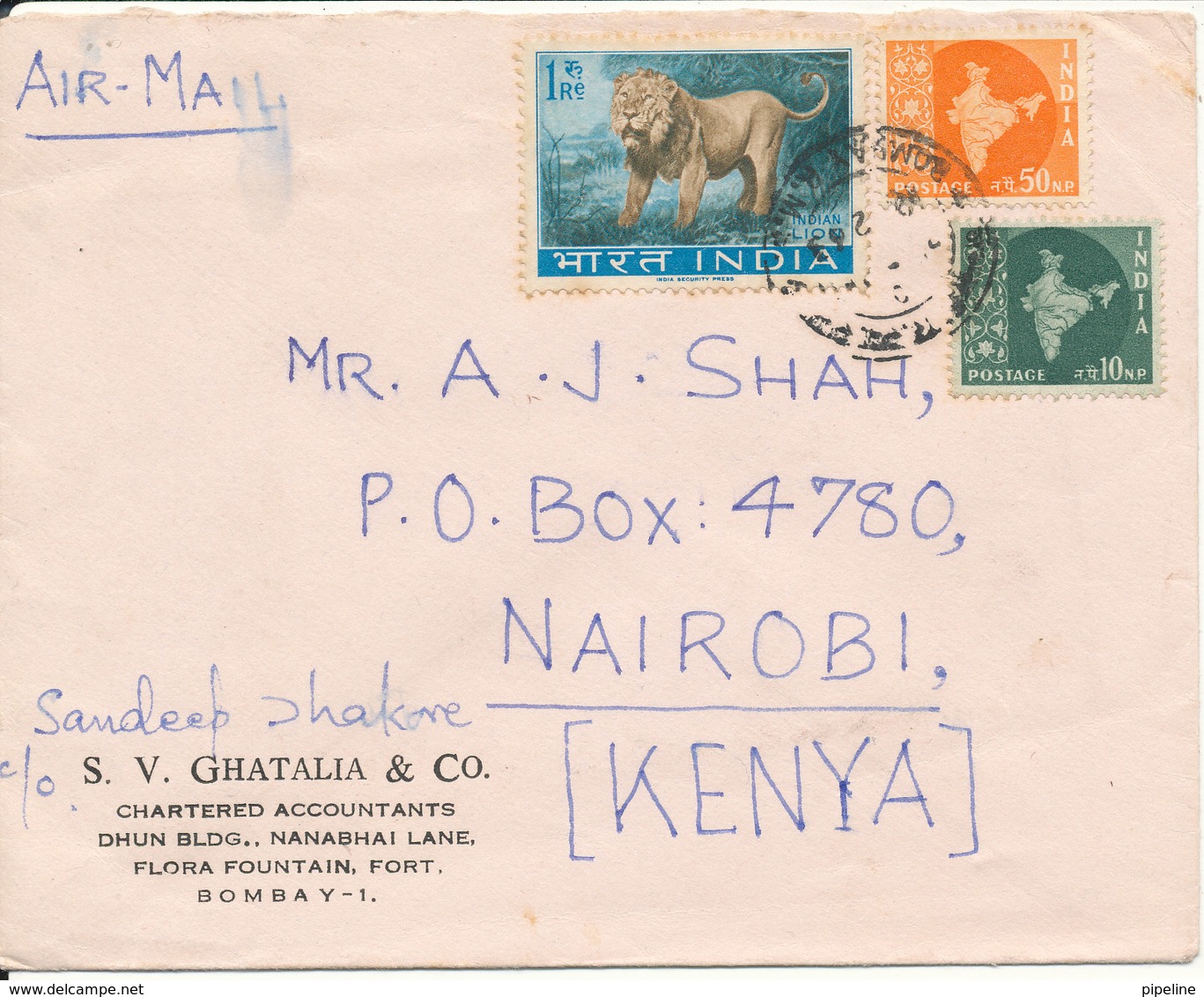 India Cover Sent Air Mail To Kenya 1963 Topic Stamps Incl. LION - Covers & Documents