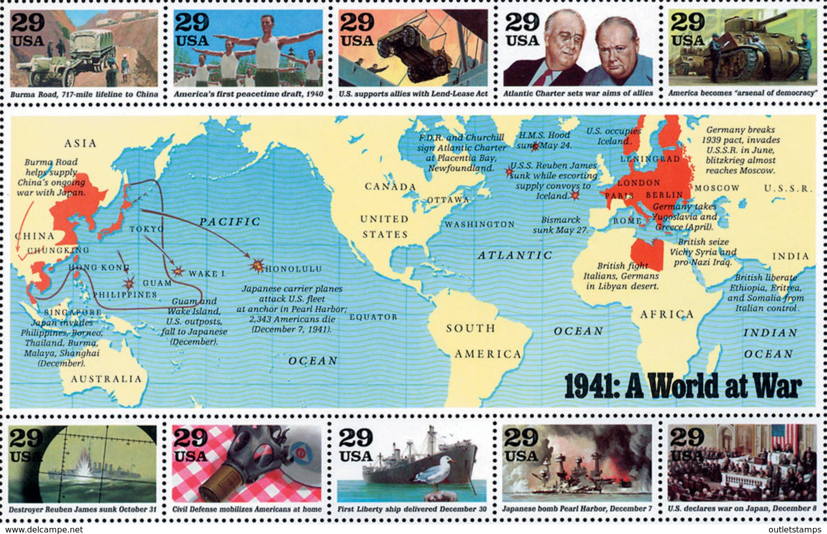 Ref. 48602 * NEW *  - UNITED STATES . 1991. ANNIVERSARY OF THE SECOND WORLD WAR. ANIVERSARIO DE LA II GUERRA MUNDIAL - Ungebraucht