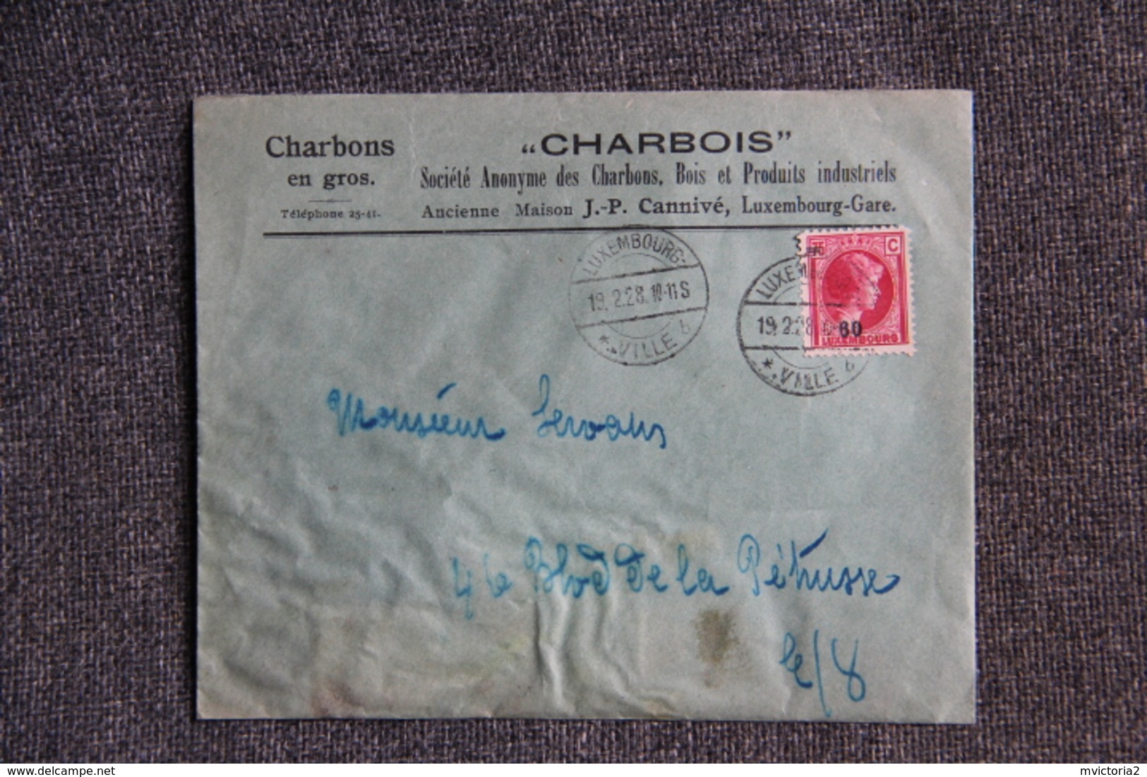 Timbre Sur Lettre Publicitaire - LUXEMBOURG : " CHARBOIS ", Charbon En Gros. - Luxemburg