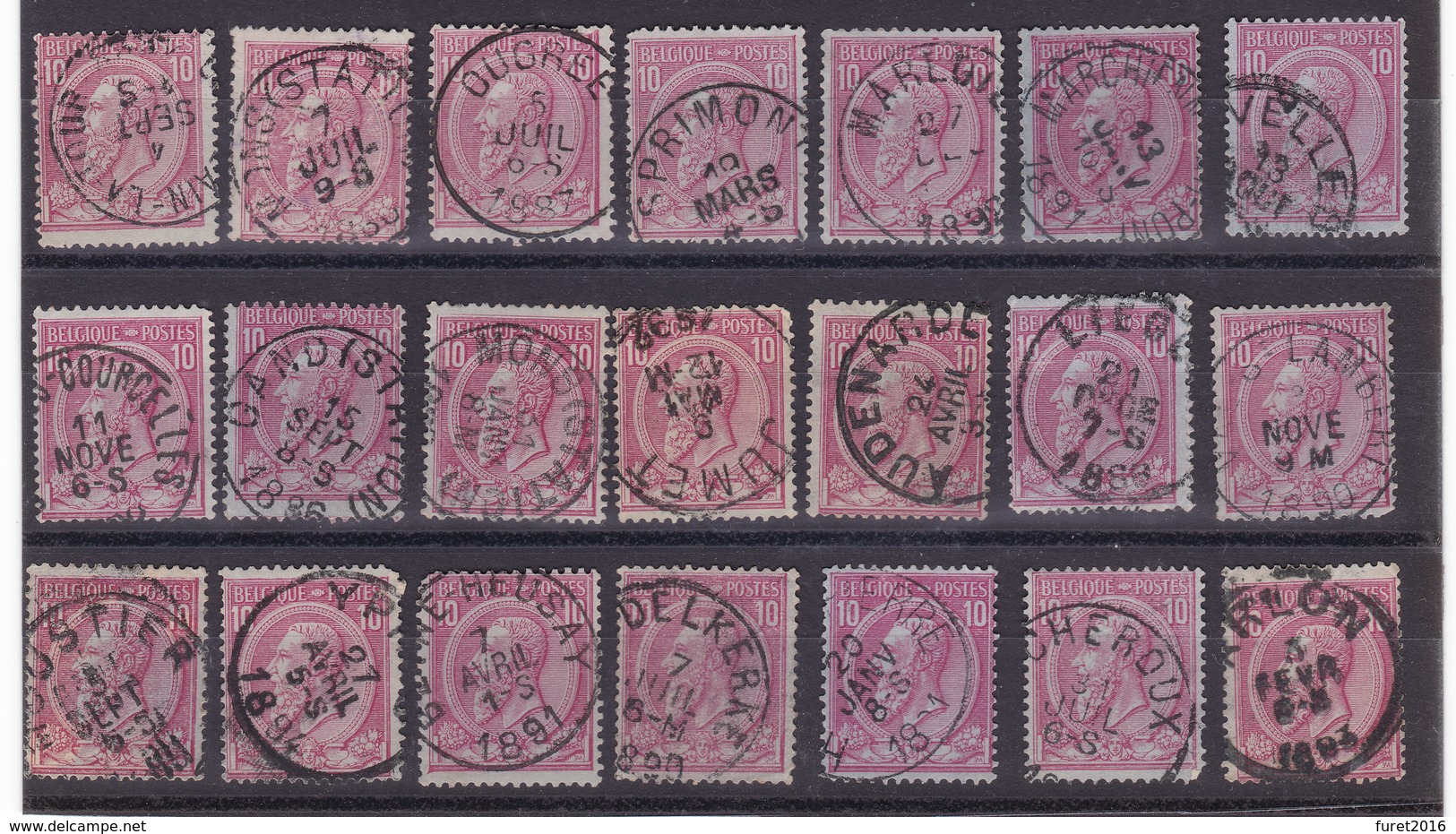 N° 46 : 63 Timbres Oblitérés - 1884-1891 Leopold II.