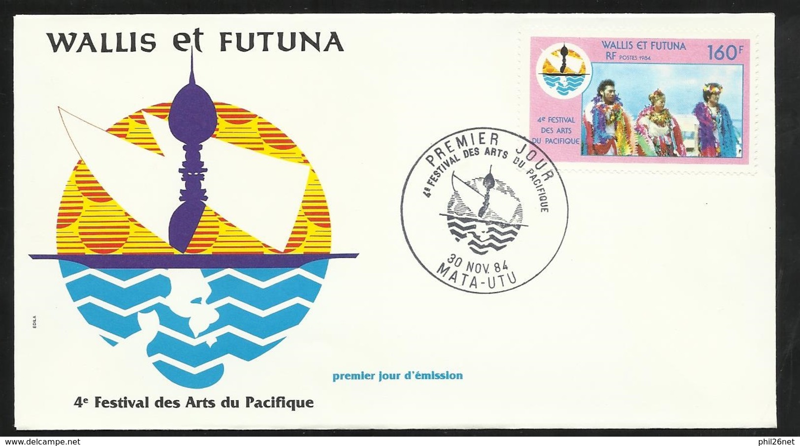 W. Et F.  Lettre Illustrée  Premier Jour Mata-Utu Le 30/11/1984 Le N°321 4 ème Festival Des Arts Du Pacifique TB - Brieven En Documenten