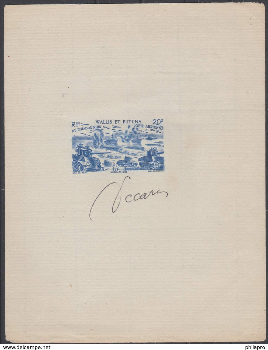 WALLIS ET FUTUNA  PROOF / EPREUVE D' ARTISTE  1946  TCHAD AU RHIN + Signature De Decaris   Ref.365T - 1946 Tchad Au Rhin