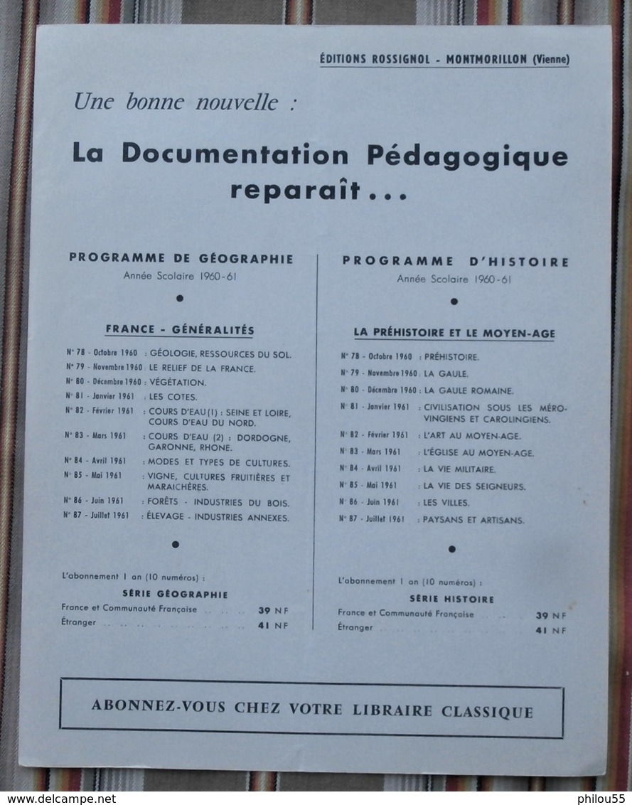 Lot de 2 Fiches Documentation Pedagogique ROSSIGNOL MONTMORILLON Douglas Breguet