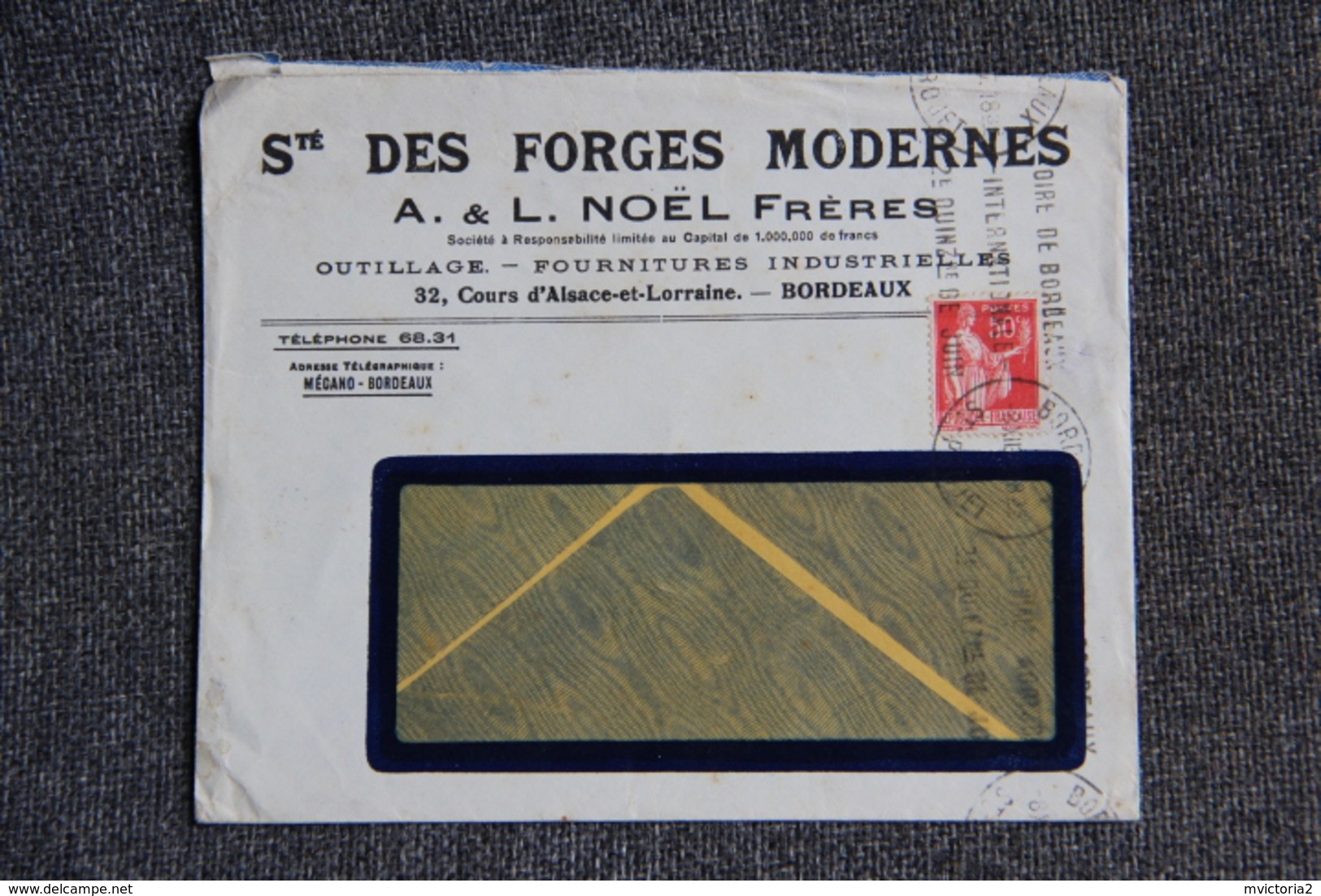 Timbre Sur Lettre Publicitaire - BORDEAUX, Société Des Forges Modernes, A Et L.NOEL Frères. - 1900 – 1949