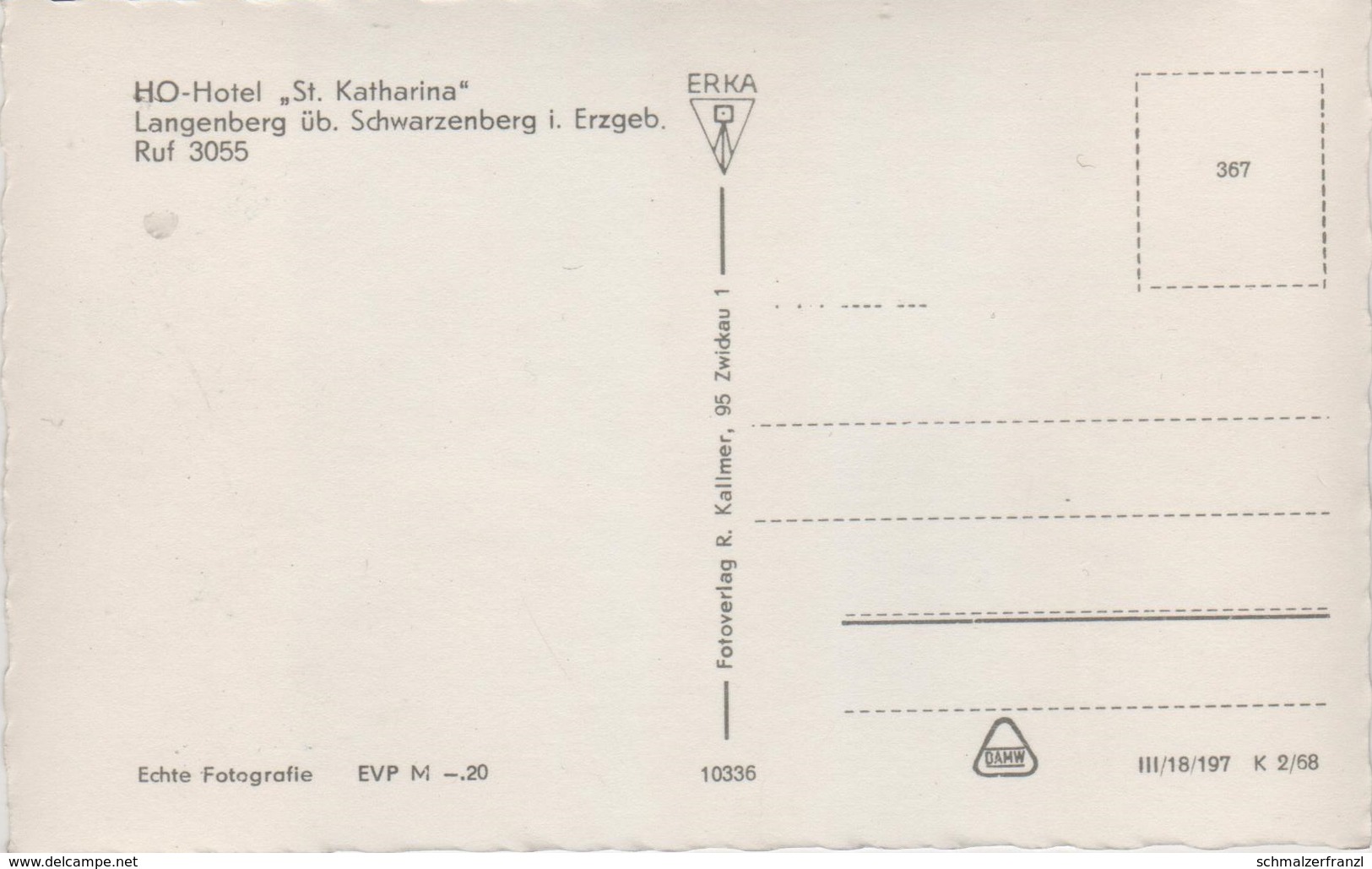 AK Langenberg HO Hotel St Katharina Ikarus Bus Raschau Markersbach Waschleithe Schwarzbach Schwarzenberg Erzgebirge DDR - Markersbach