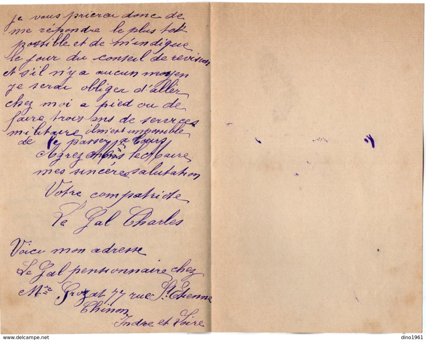 VP14.718 - CHINON 1896 - Lettre De Mr  Charles LE GAL à Mr Le Maire De GUEMENE - Manuscrits