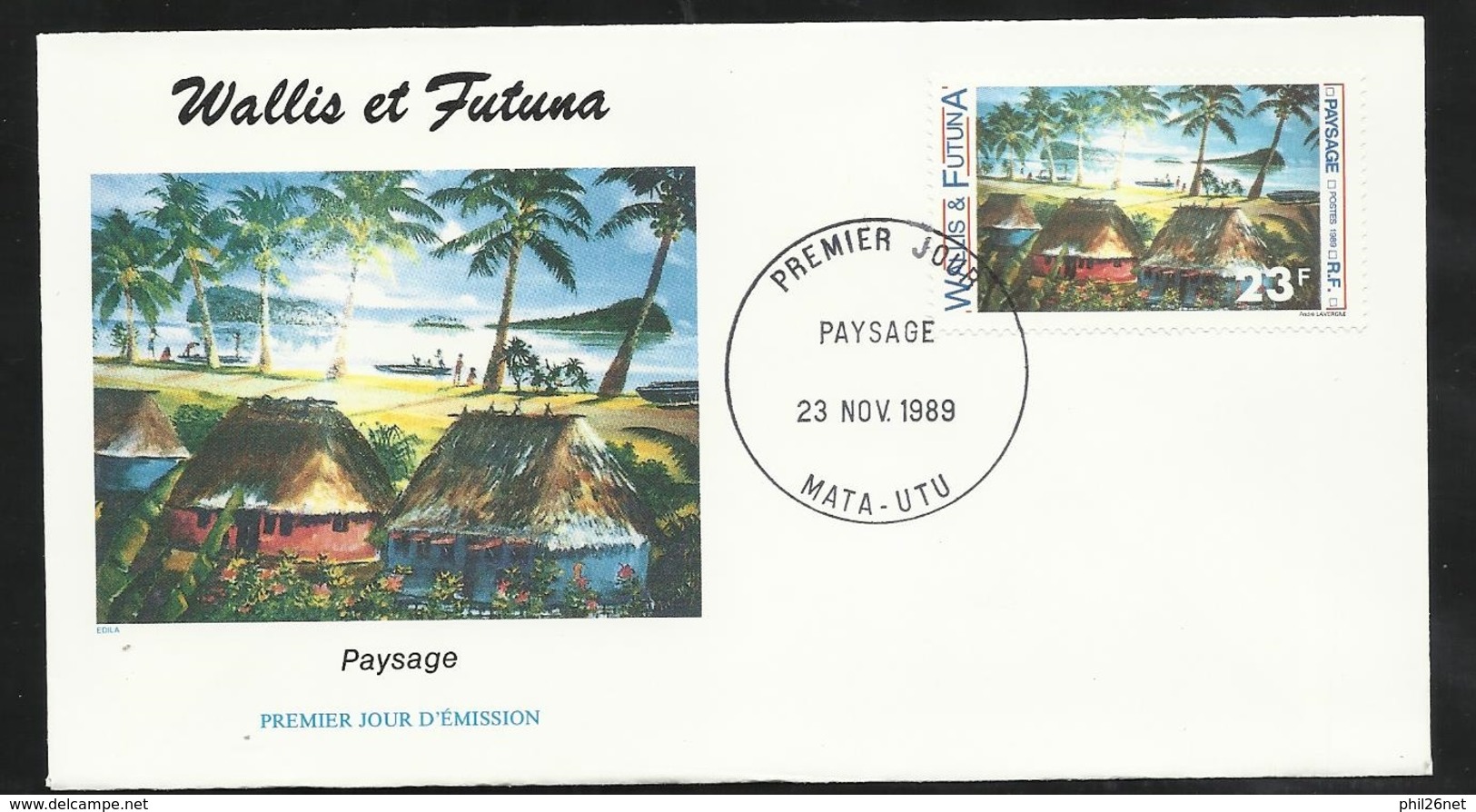 W. Et F.  Lettre Illustrée  Premier Jour Mata-Utu Le 23/11/1989 Le N°392 Art Local Paysage Wallisien   TB - Lettres & Documents