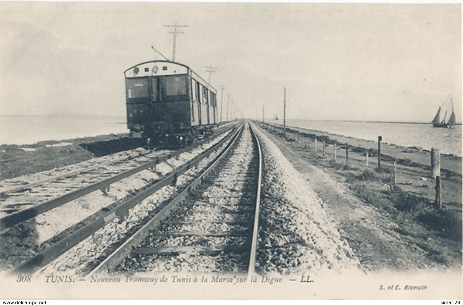 TUNIS - N° 308 - NOUVEAU TRAMWAY DE TUNIS A LA MARSA SUR LA DIGUE - Tunisie