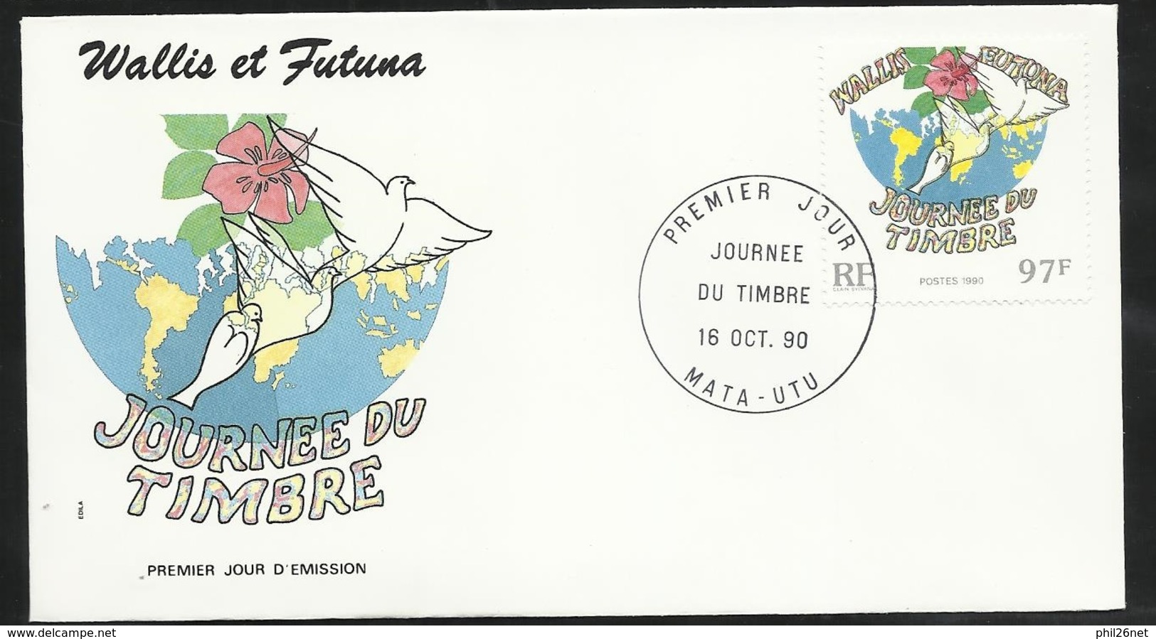 W. Et F.  Lettre Illustrée  Premier Jour Mata-Utu Le 16/10/1990   Le N°403  Journée Du Timbre   TB - FDC