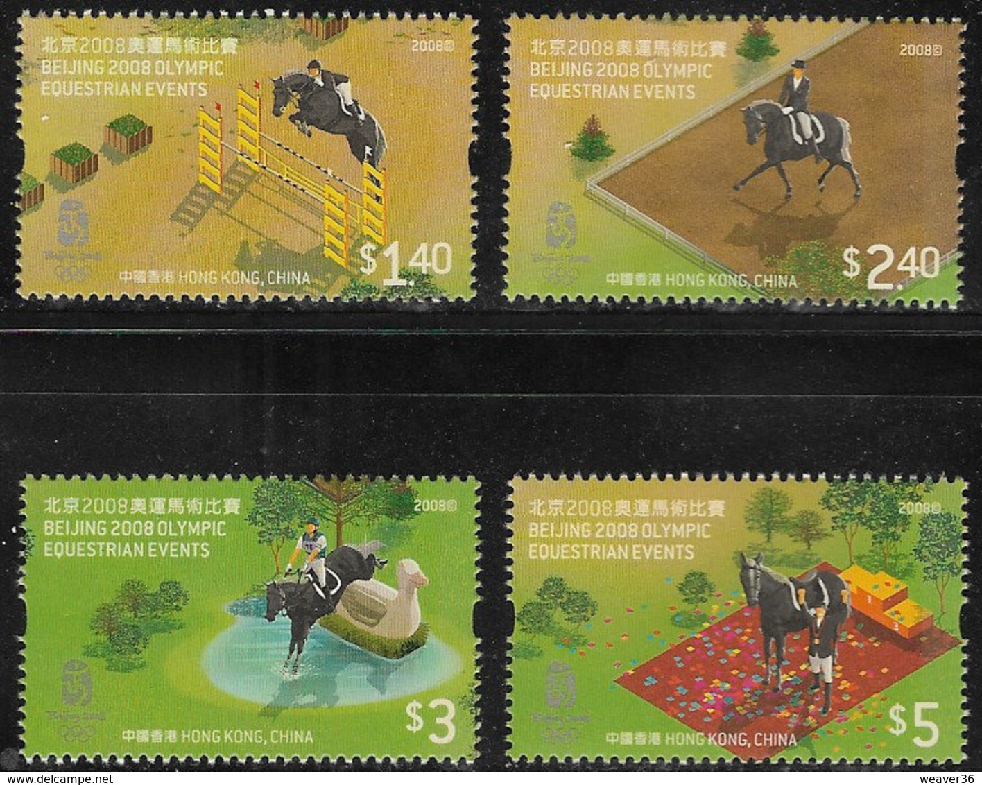 Hong Kong 2008 Equestrian Olympics Set 4v Unmounted Mint [3/2498/ND] - Unused Stamps