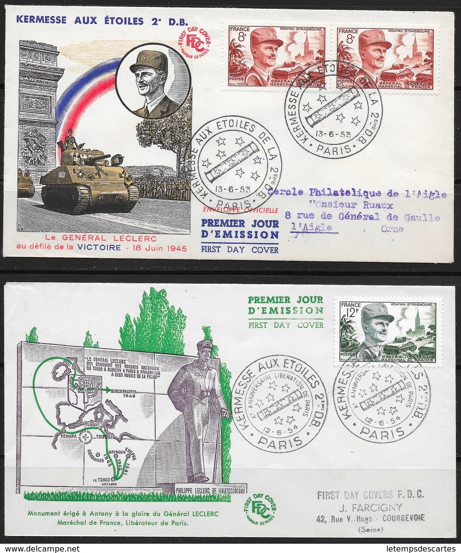 T 00847 - France 1952-1954, FDC Leclerc, Côte 22.00 € - 1950-1959