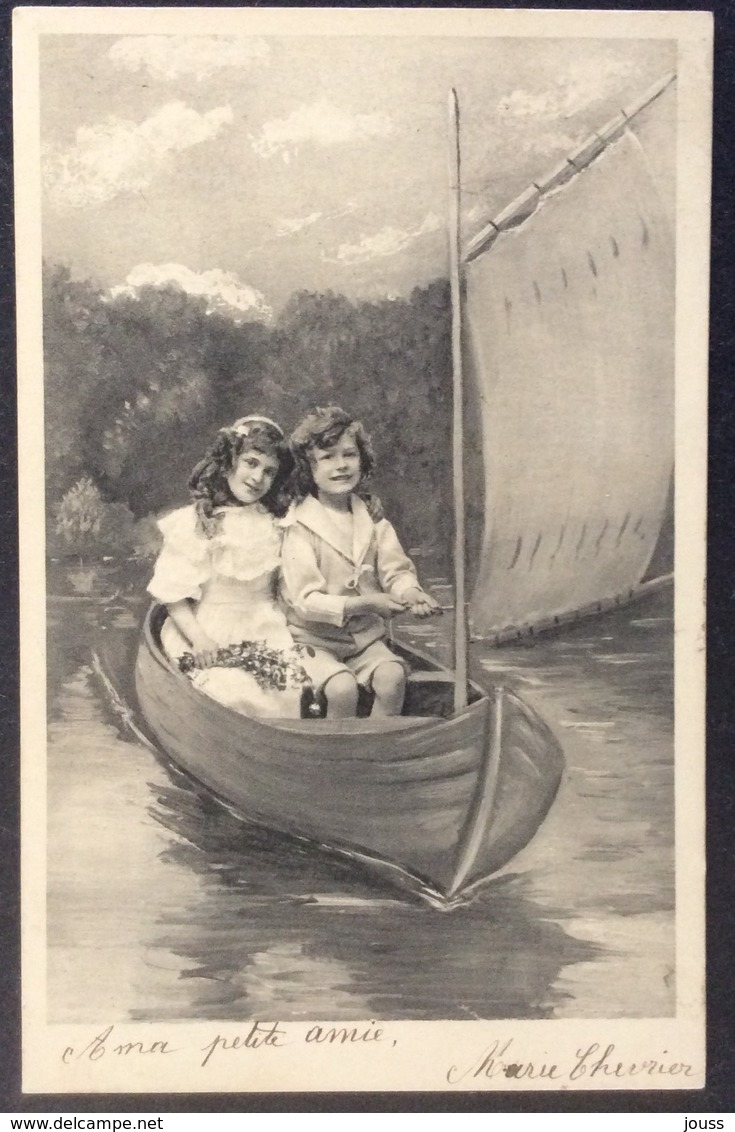 V18 Cachet Jour De L’An  Blanc 5c 111 CPA 2 Enfants Sur Bateau - 1877-1920: Période Semi Moderne