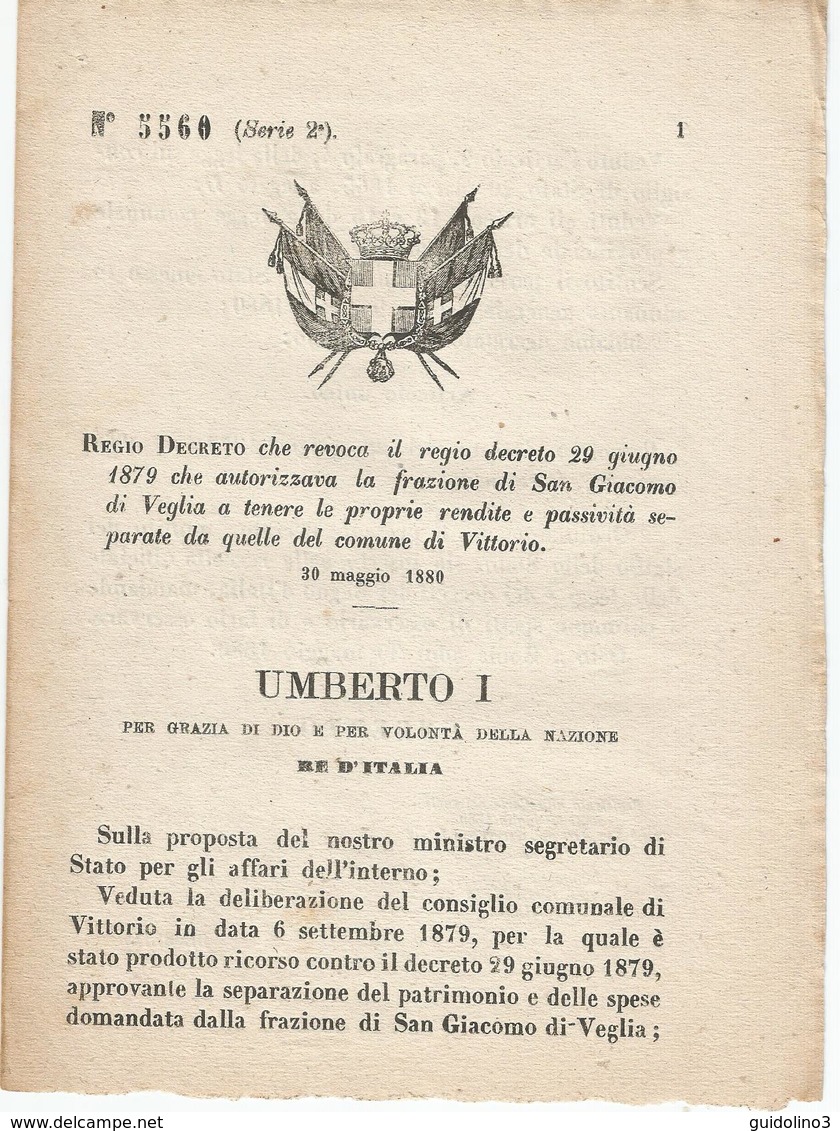 REGIO DECRETO DOGANA SAN GIACOMO DI VEGLIA VITTORIO VENETO TREVISO - Non Classificati