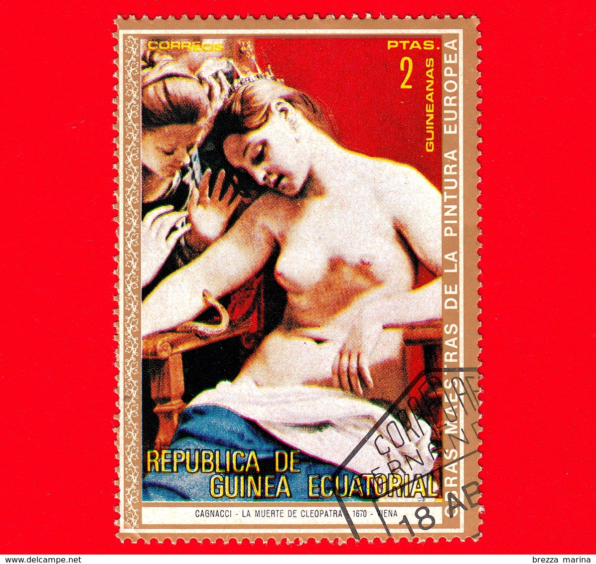 Nuovo - GUINEA EQUATORIALE - 1973 - Dipinti Di Nudi Di Pittori Europei - Cagnacci - La Morte Di Cleopatra - 2 - Guinea Equatoriale