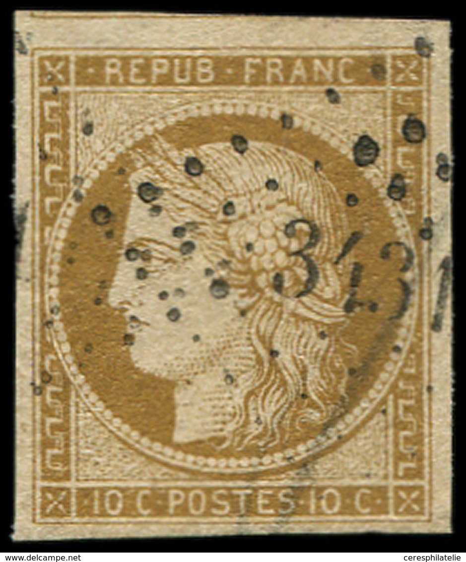EMISSION DE 1849 - 1    10c. Bistre-jaune, Nuance Foncée, Obl. PC 3431, Frappe TTB - 1849-1850 Cérès