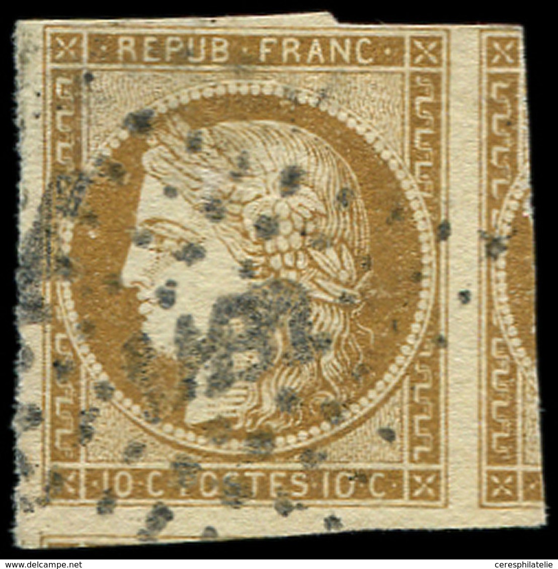 EMISSION DE 1849 - 1a   10c. Bistre-brun, Obl. PC, Voisin à Droite Et Amorce De Voisin En Bas, TTB. Br - 1849-1850 Ceres