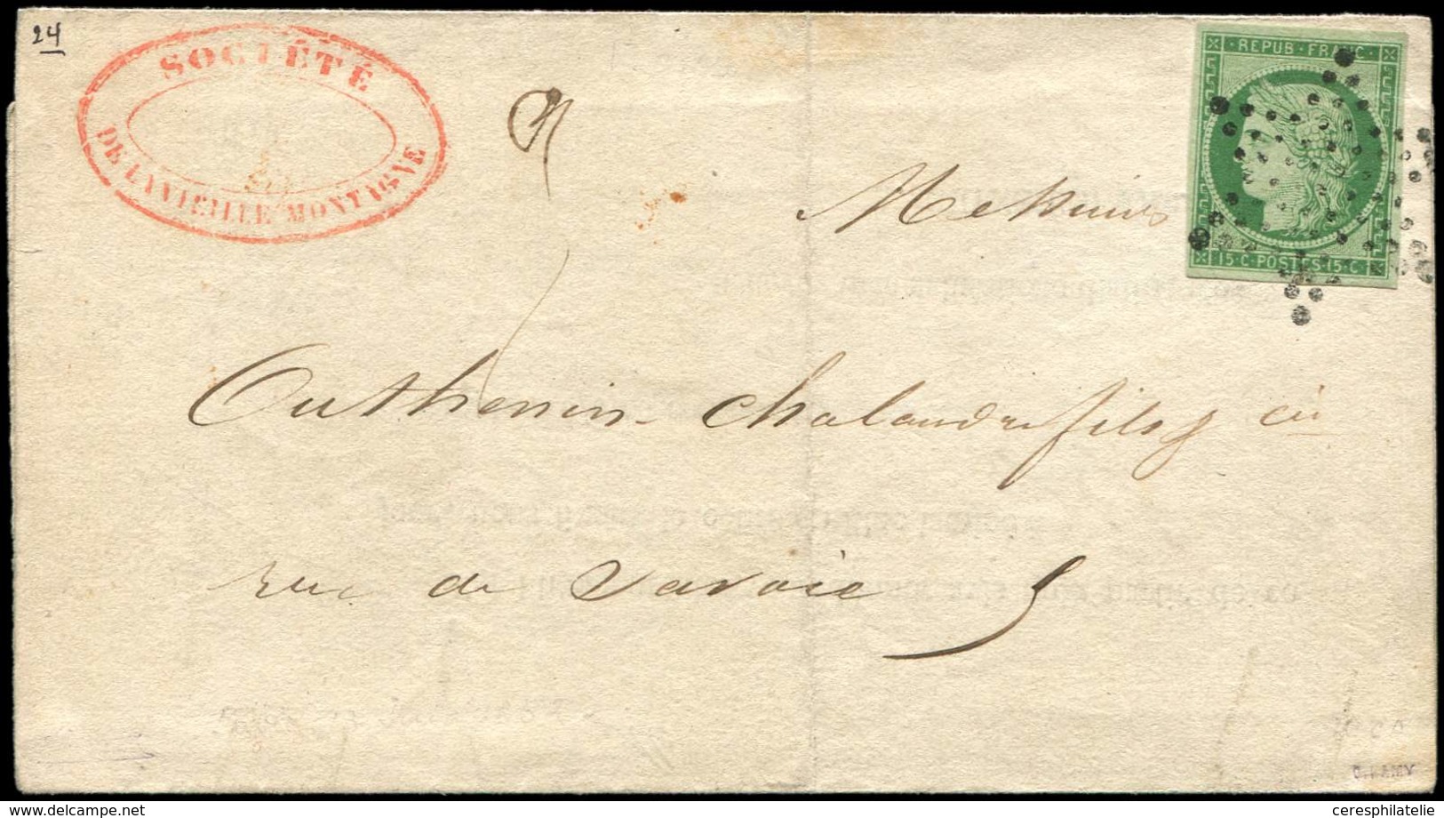 Let EMISSION DE 1849 - 2    15c. Vert, Obl. ETOILE S. LAC Du 12/6/52, TTB - 1849-1850 Cérès