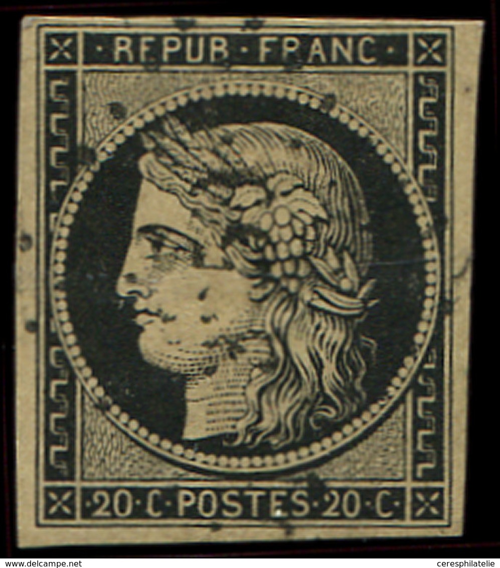 EMISSION DE 1849 - 3    20c. Noir Sur Jaune, Obl. PC, TB - 1849-1850 Cérès