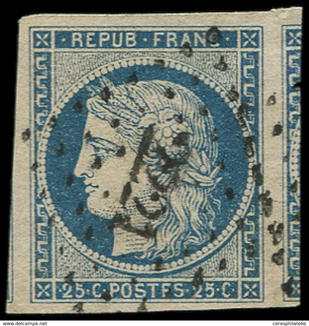 EMISSION DE 1849 - 4    25c. Bleu, Voisin à Droite Et Amorce De Voisin à Gauche, Obl. PC 2221, Superbe - 1849-1850 Ceres