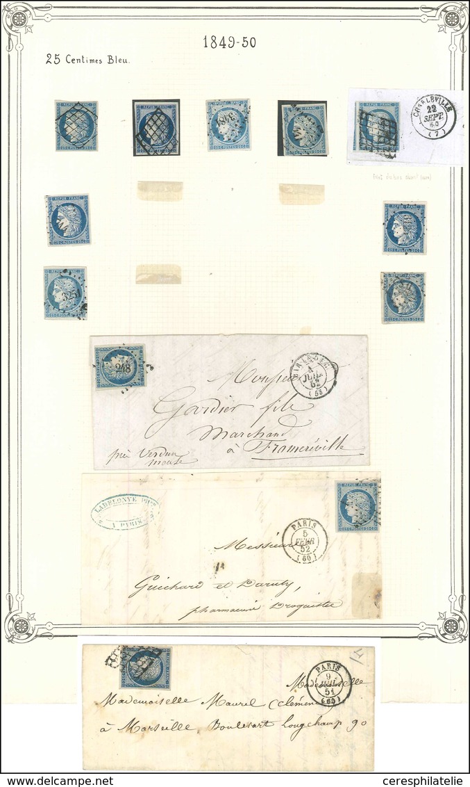 EMISSION DE 1849 - 4    25c. Bleu, 9 Unités Et 3 Lettres, Nuances Diverses, TB - 1849-1850 Ceres
