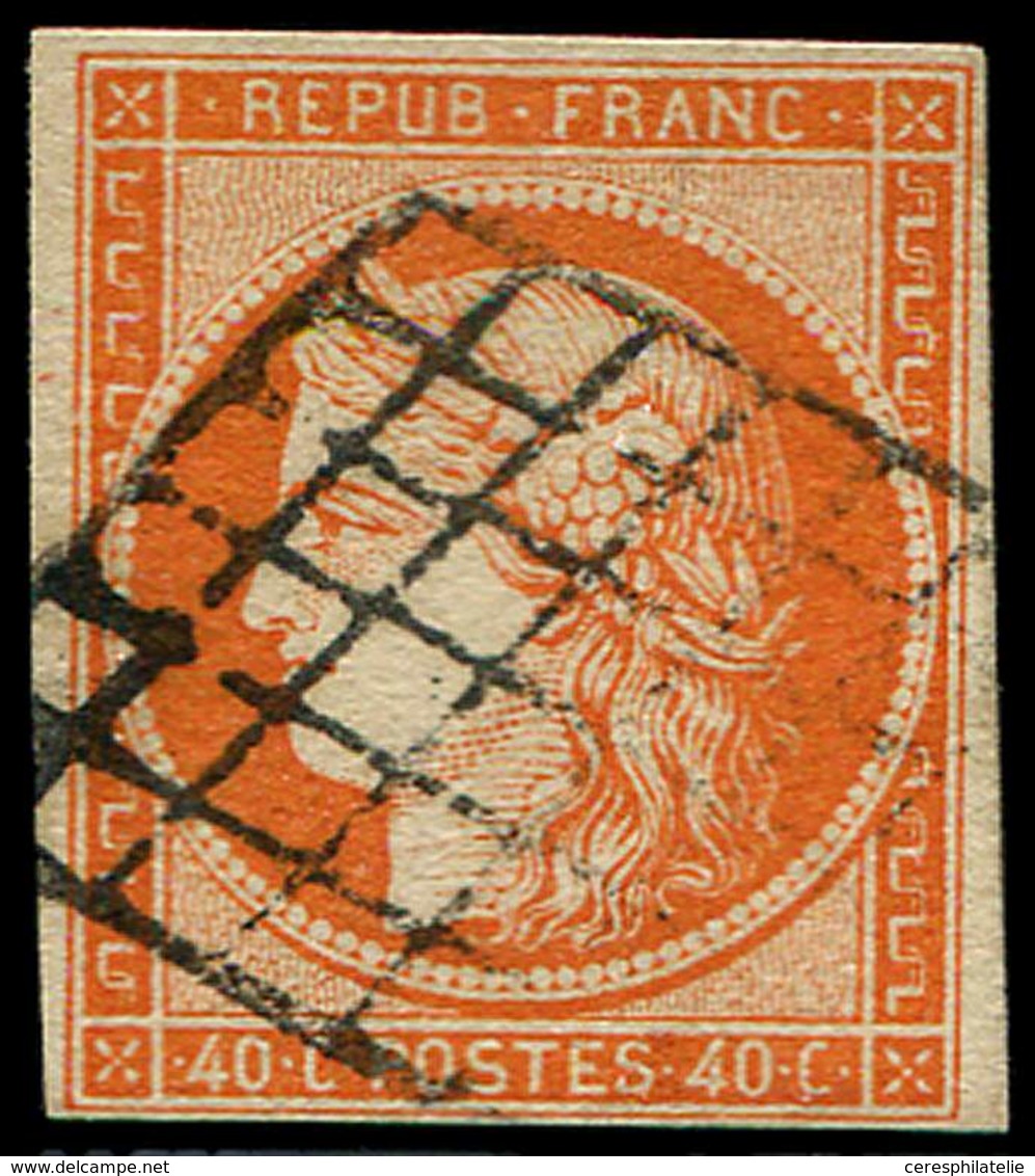 EMISSION DE 1849 - 5    40c. Orange, Oblitéré GRILLE, TB - 1849-1850 Cérès