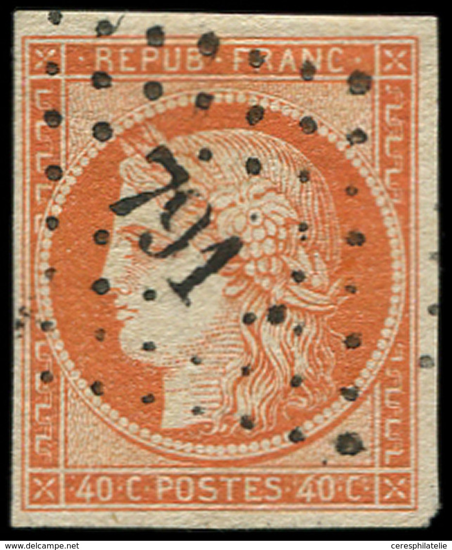 EMISSION DE 1849 - 5    40c. Orange, Obl. PC 791 De CHATEAUNEUF-S-CHER, TB - 1849-1850 Cérès