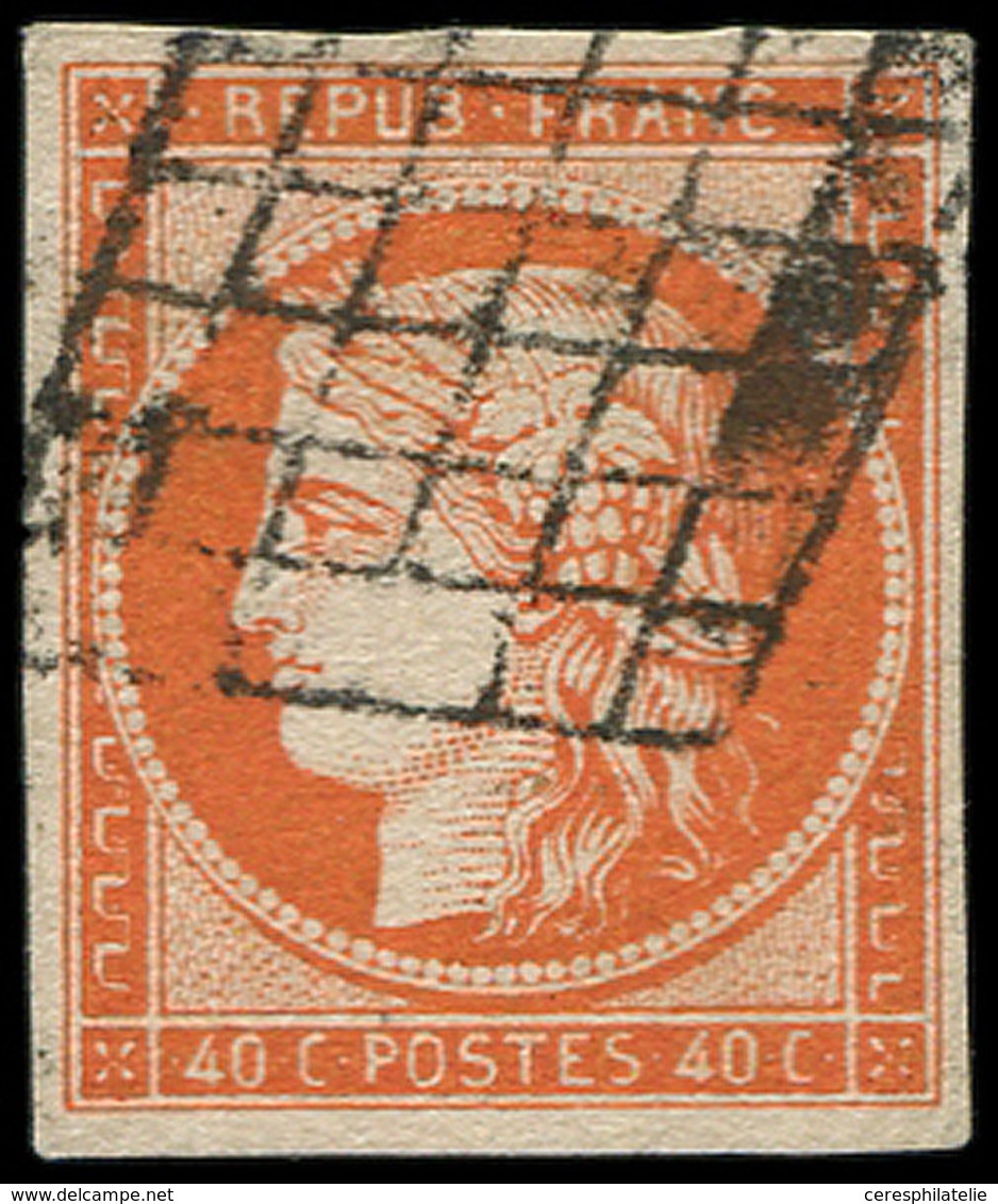 EMISSION DE 1849 - 5    40c. Orange, Oblitéré GRILLE, TB. C - 1849-1850 Cérès