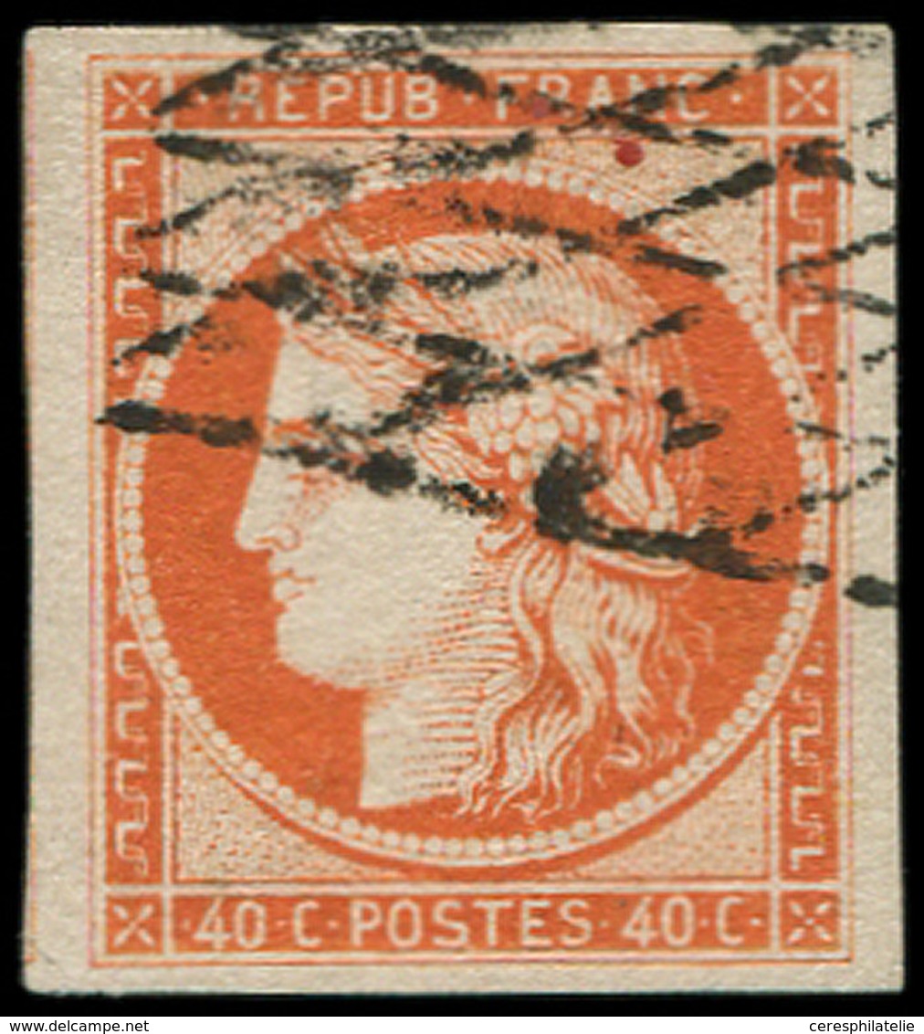 EMISSION DE 1849 - 5    40c. Orange, Oblitéré GRILLE SANS FIN, Grandes Marges, Amorce De Voisin à Gauche, TTB - 1849-1850 Ceres