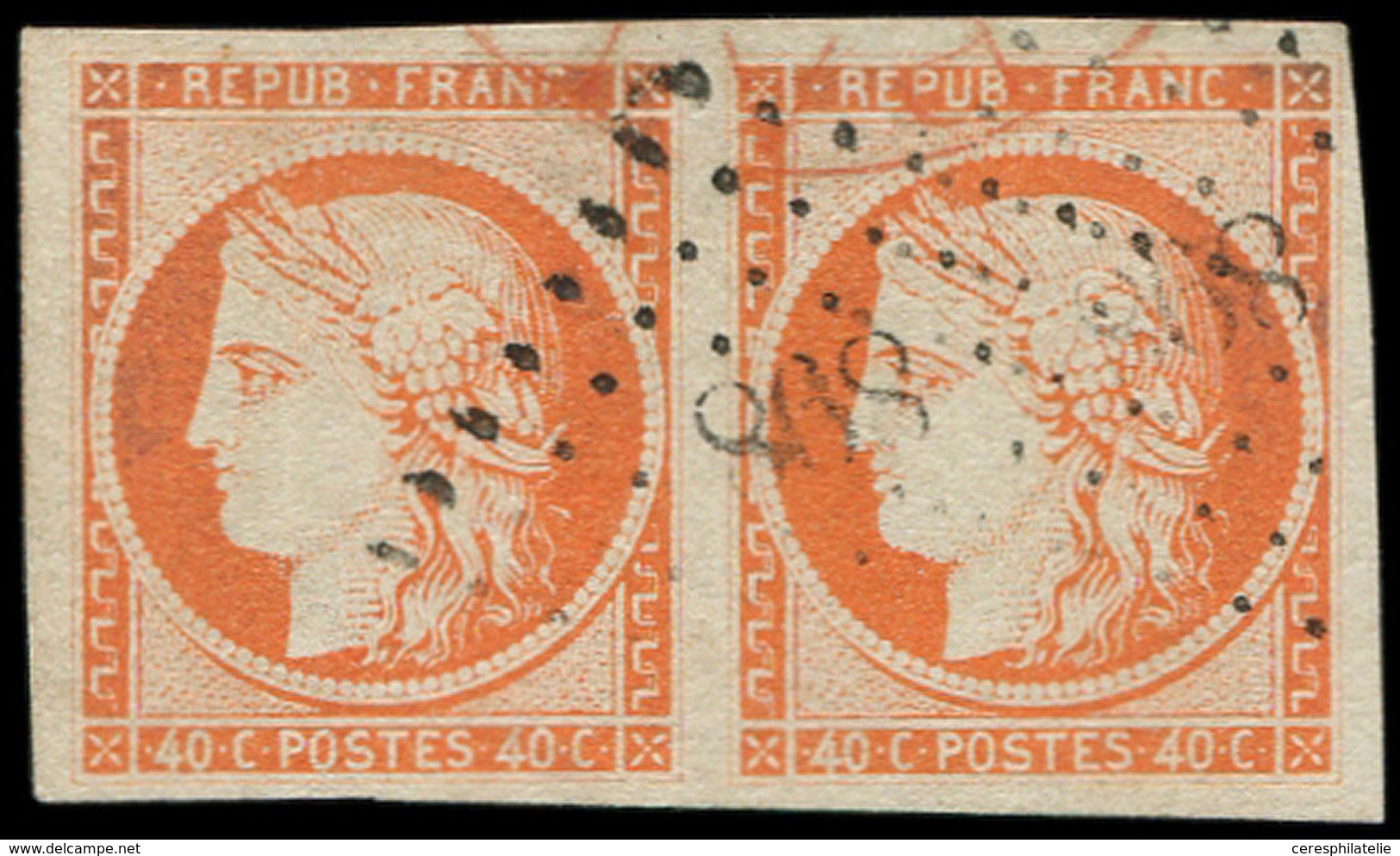 EMISSION DE 1849 - 5    40c. Orange, PAIRE Obl. PC 898, TTB. Br - 1849-1850 Cérès